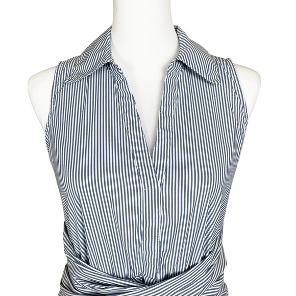 INC Blue White Size 6 Sleeveless Handkerchief Shirtdress Preppy Nautical Spring - Picture 7 of 10